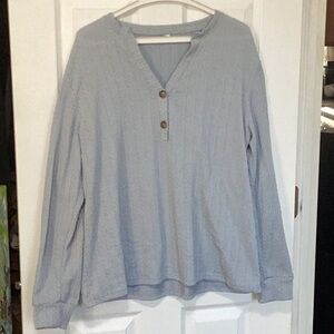 Light Gray Henley Long Sleeve Shirt
